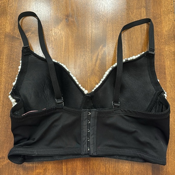 Lydia USA Women’s Rhinestone and Pearl Corset Bustier Crop Top - Picture 2 of 4